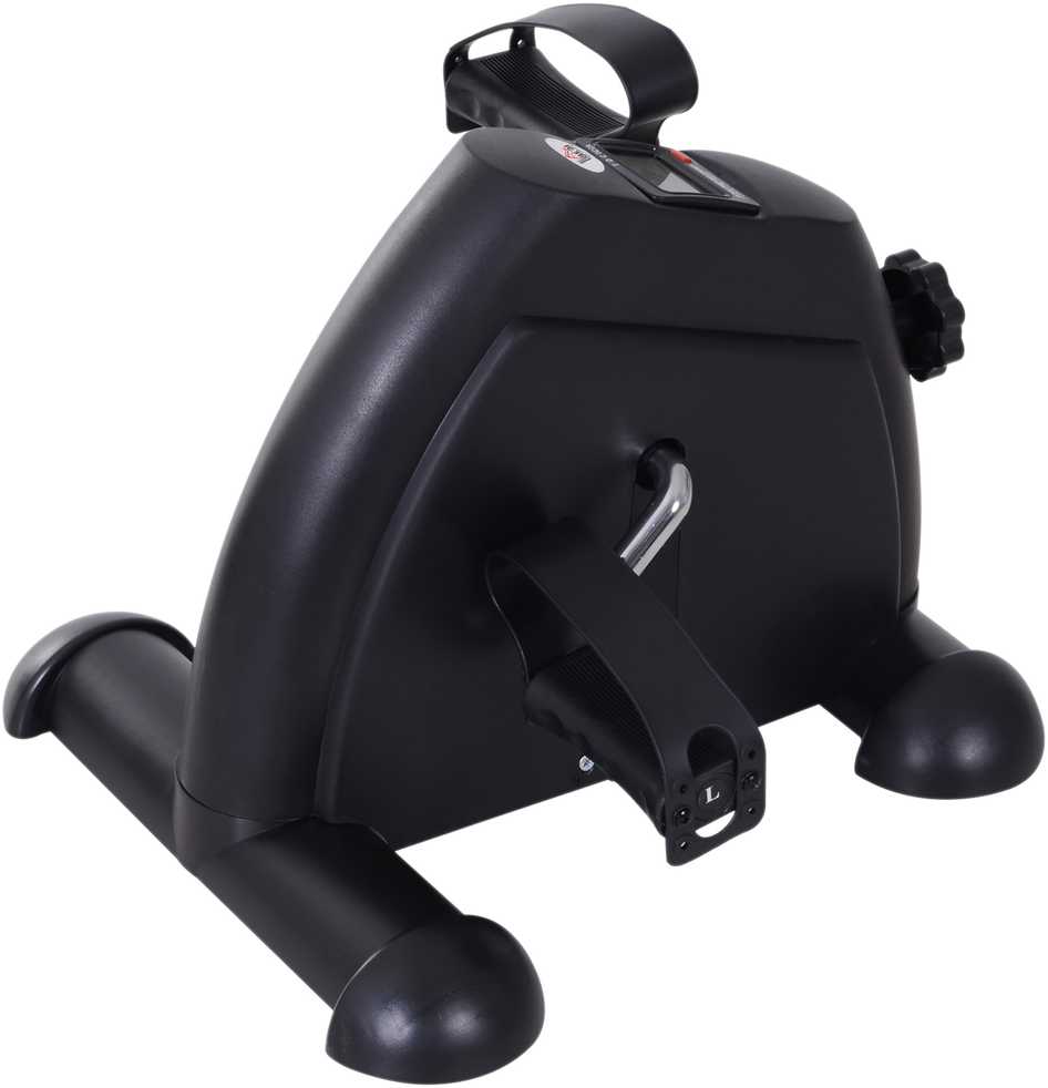 HOMCOM mini dviračio treniruoklis, pedalų treniruoklis su LCD ekranu, ketaus, juodas, 35x40x31 cm