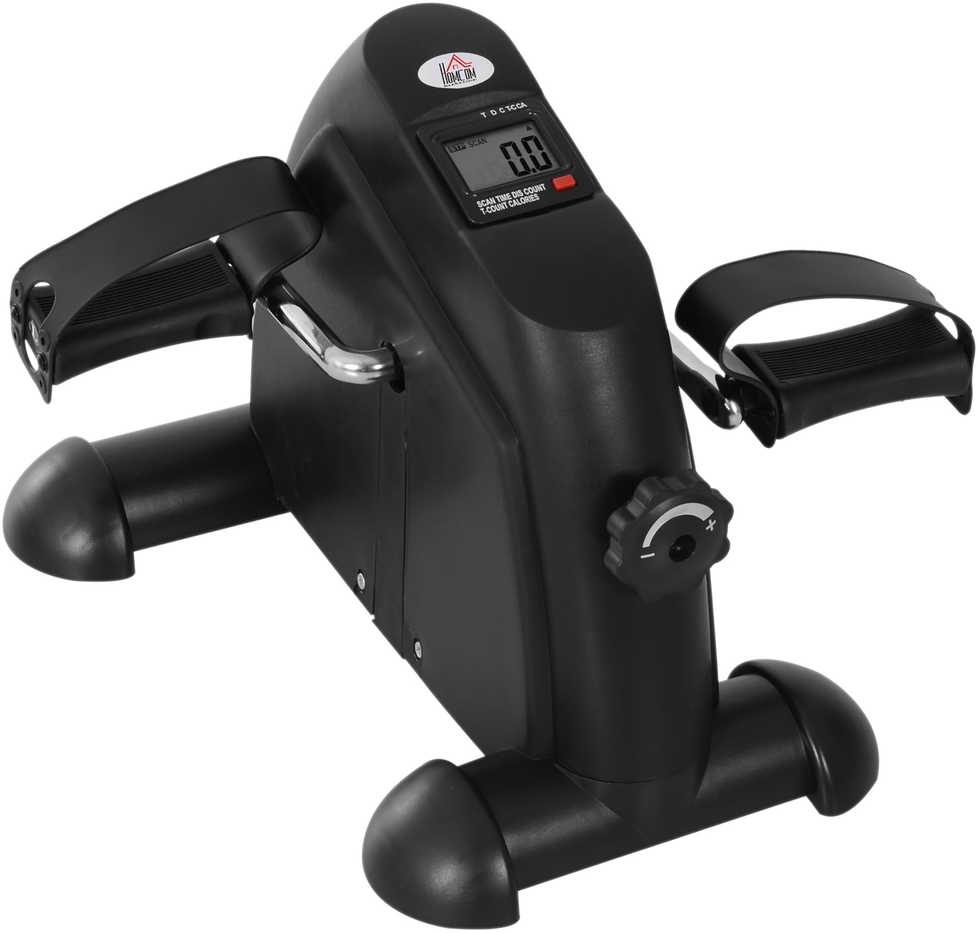 HOMCOM mini dviračio treniruoklis, pedalų treniruoklis su LCD ekranu, ketaus, juodas, 35x40x31 cm