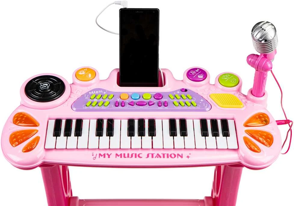 Vaikiškas pianinas su mikrofonu EcoToys, rožinis