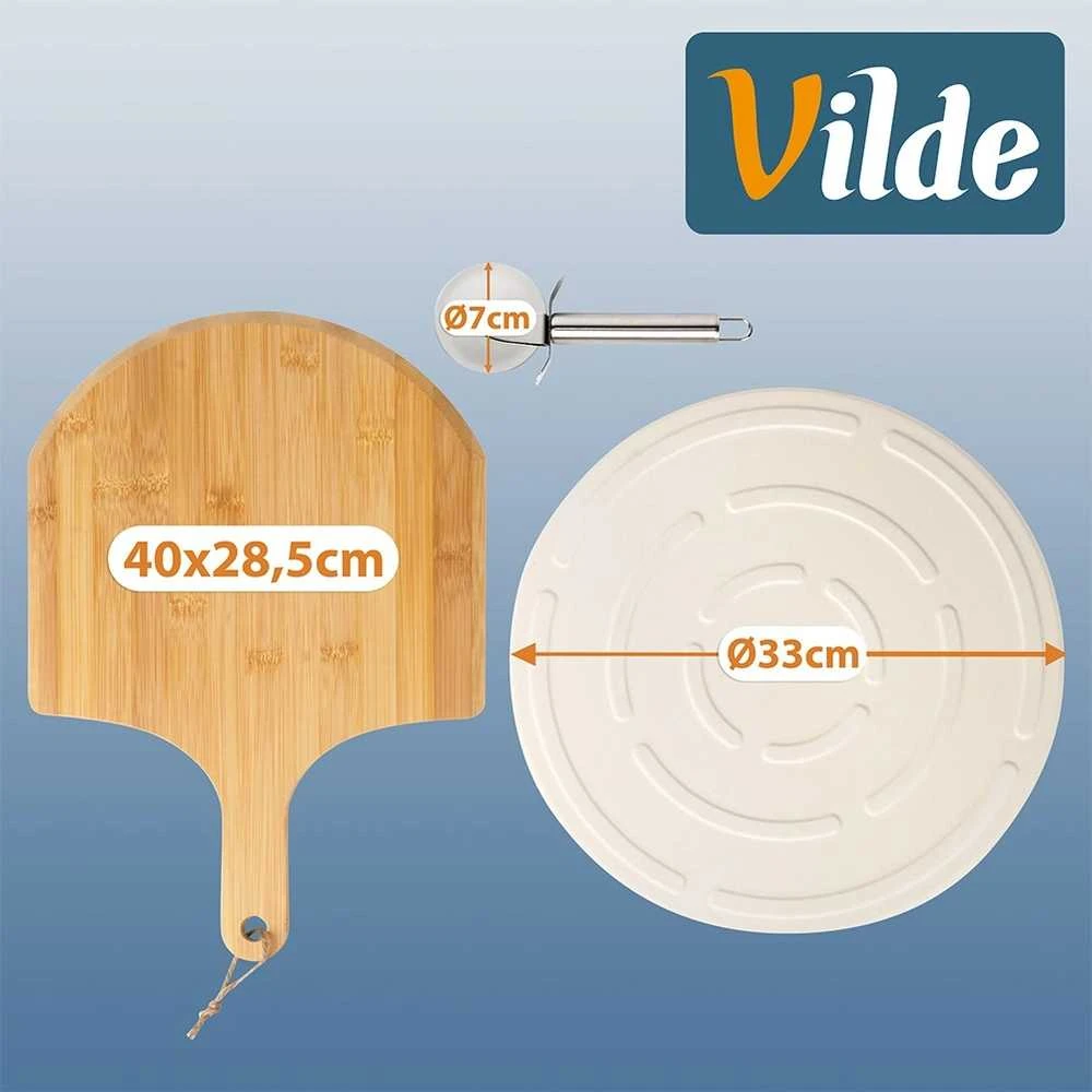 Excellent Houseware Vilde Picos kepimo akmuo ugniai atsparus su ližė ir peiliu (3 dalių rinkinys)