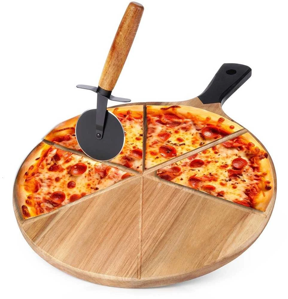 Excellent Houseware Medinė picos lenta su pjautuvu 30 cm 2 vnt.