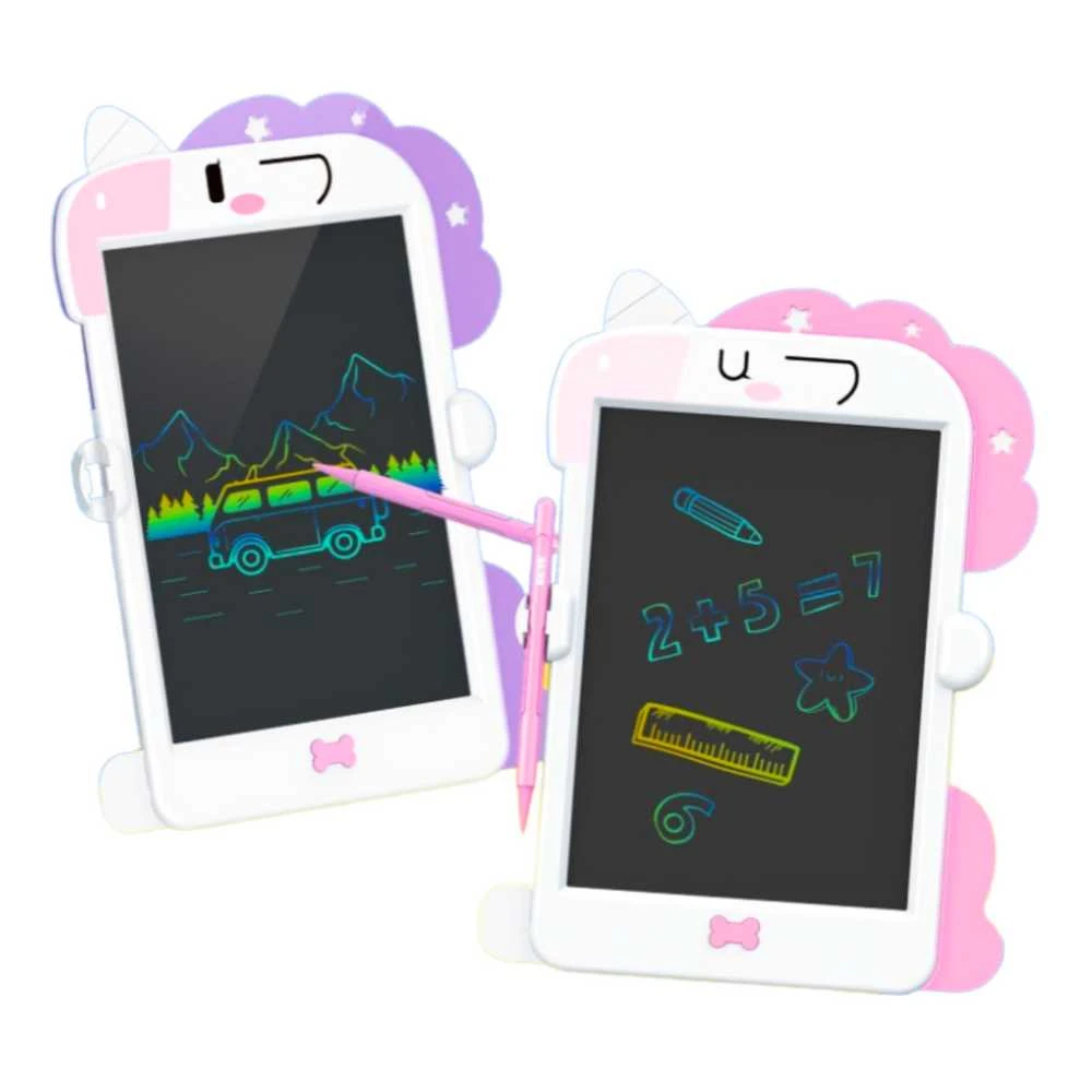 Lean Toys Piešimo lenta vienaragio formos su rašikliu ir LCD ekranu, 27.5x18 cm