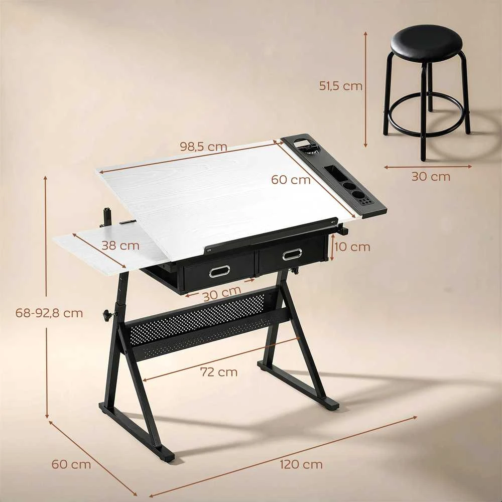 Piešimo stalas 120 x 60 x 68-92cm