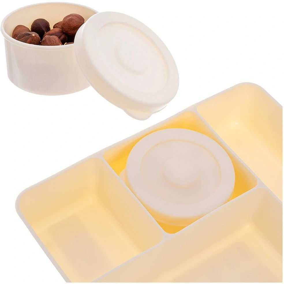 Pietų dėžutė su 4 skyriais ir įrankiais, įvairių spalvų, 21 × 20,5 × 6 cm