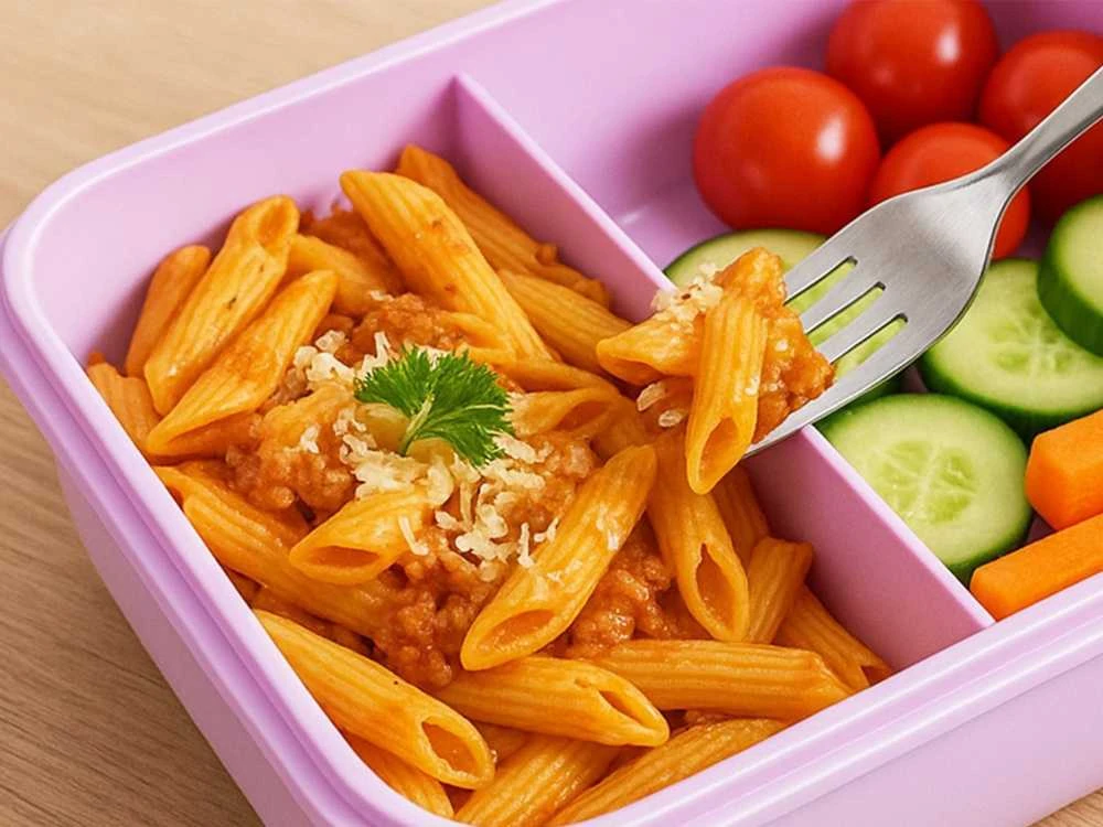 Pietų dėžutė su skyreliais ir stalo įrankiais 1 l violetinė