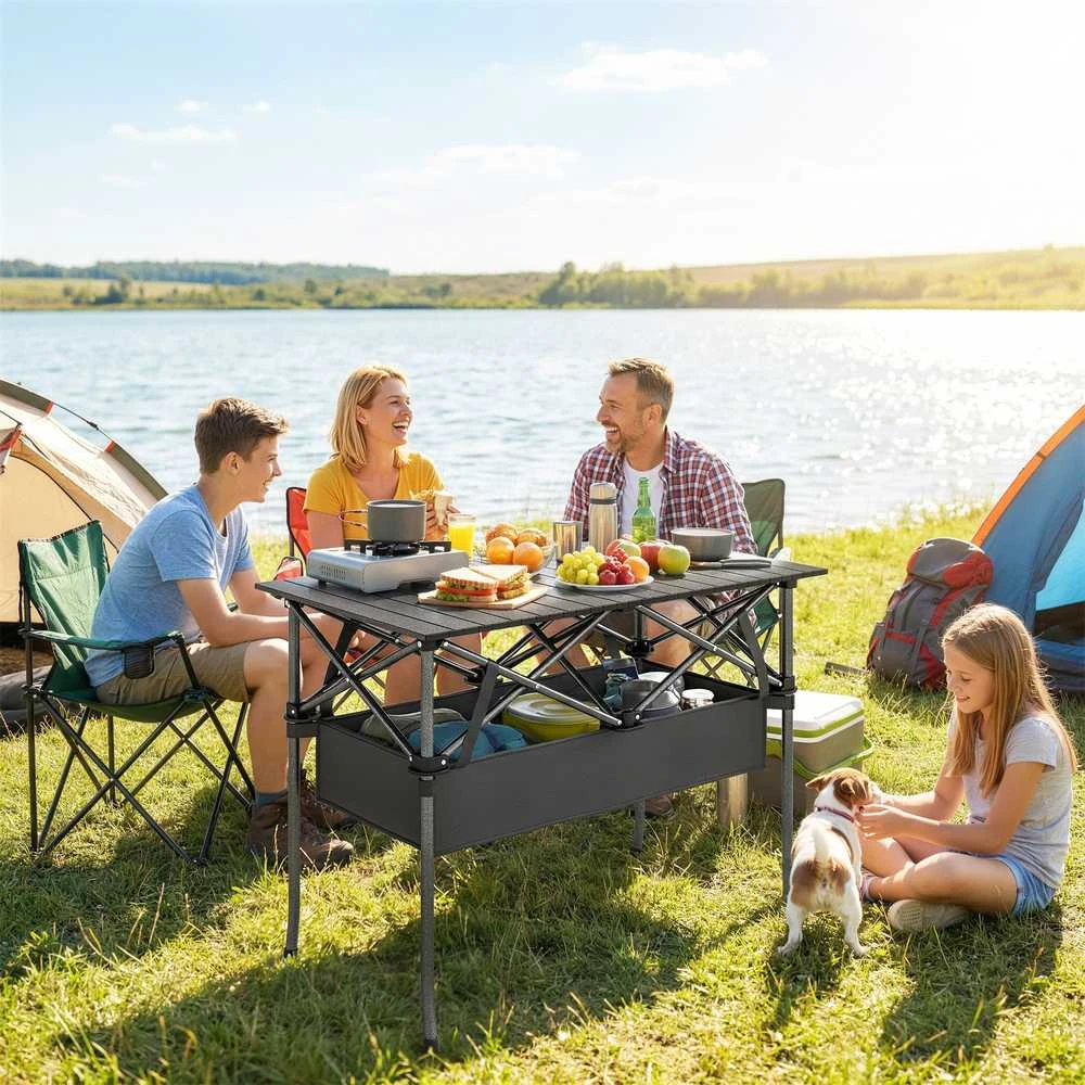 Pikniko stalas juodas