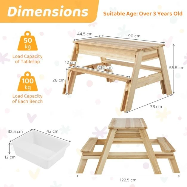Pikniko stalas su suolais Natūralus