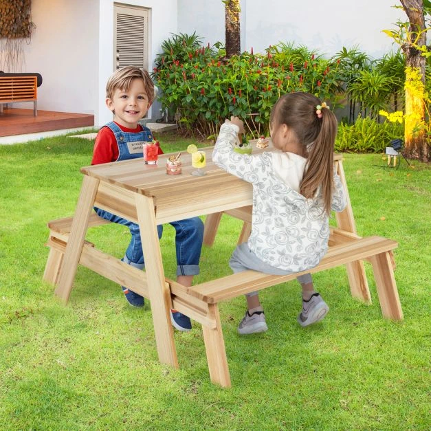 Pikniko stalas su suolais Natūralus
