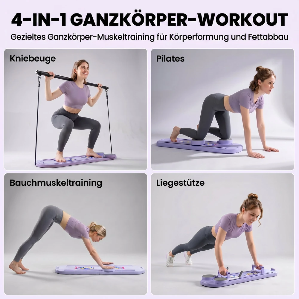 Pilates treniruoklio rinkinys, 5 treniravimo būdai, sulankstomas, šviesiai mėlynas, 97 x 30 x 3 cm