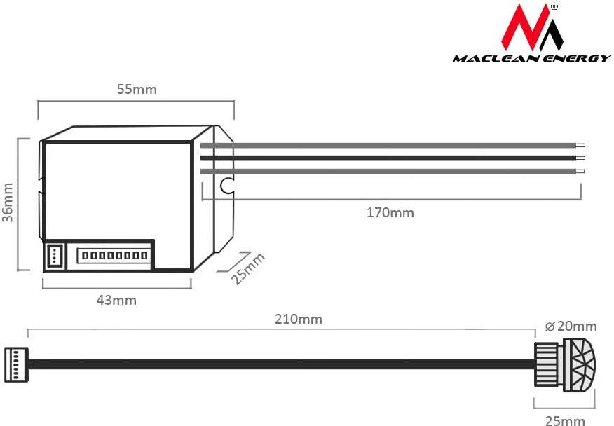 MACLEAN MCE32 Maclean MCE32 automatinis jungiklis su PIR judesio jutiklio jutiklio apsauga 800W