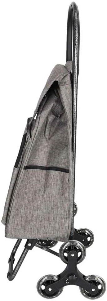 Pirkinių vežimėlis su šešiais ratais ir termo kišene, juodas ir pilkas, 96 × 42 × 37 cm