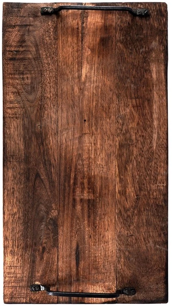 Pjaustymo lentelė iš mango medienos su metalinėmis rankenomis, ruda, 40,5 × 21,5 × 5,5 cm