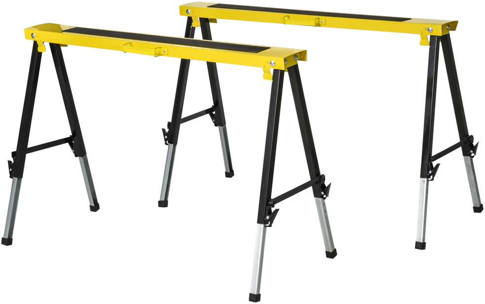 DURHAND 2 vnt. ožių rinkinys, darbinis stovas, atraminis stovas, sulankstomas, neslystantis, plieno, geltonas/juodas, 100 x 49 x 62-90 cm, keliamoji galia 100 kg
