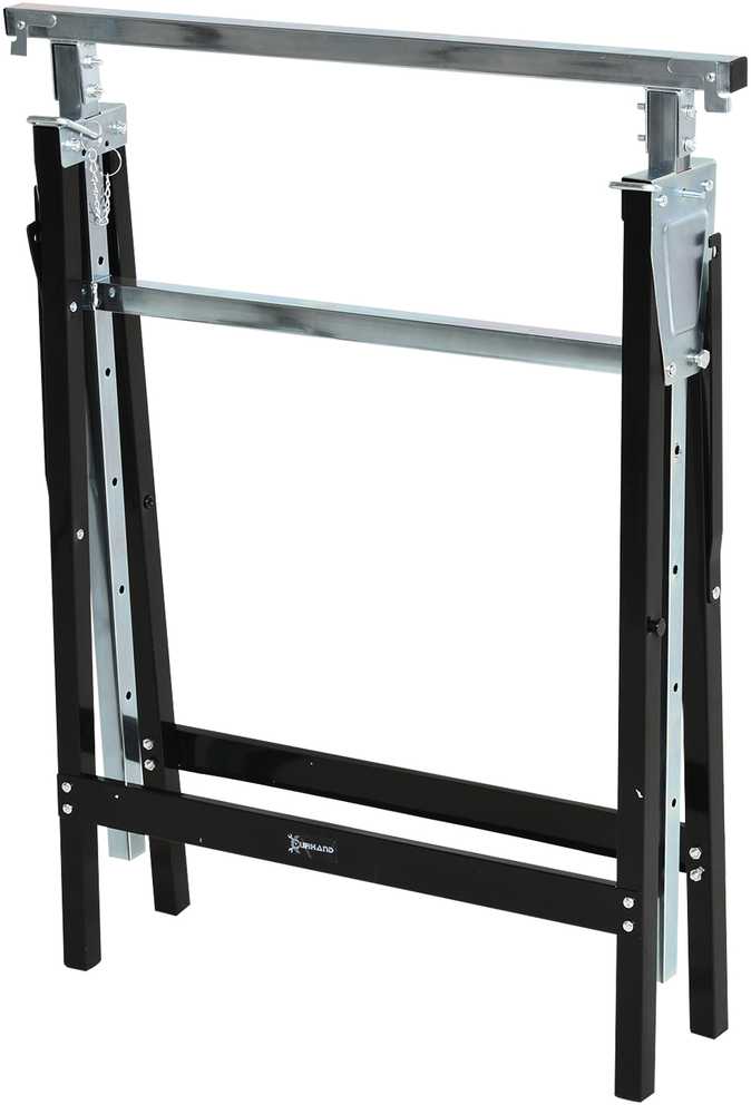 DURHAND pjūklo arklys reguliuojamo aukščio, sulankstomas, metalinis, juodas, 68x56x80-130 cm, iki 200 kg keliamoji galia
