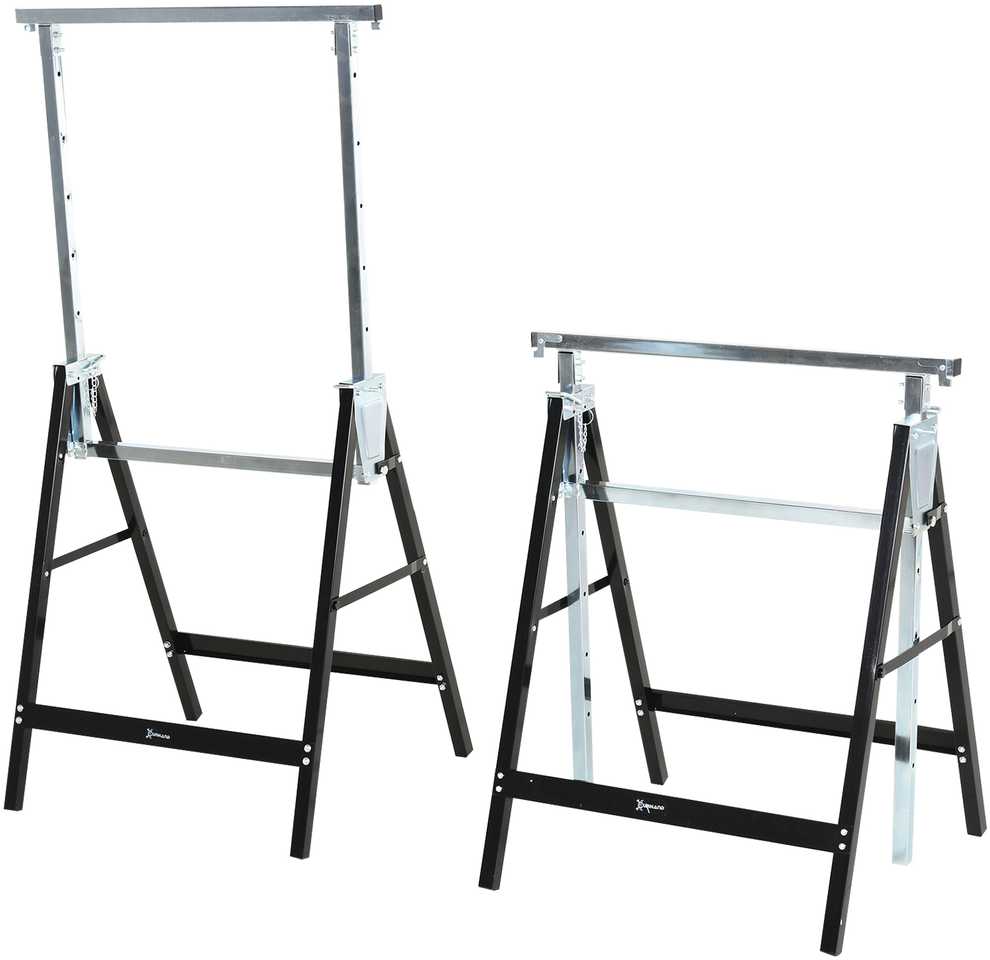 DURHAND pjūklo arklys reguliuojamo aukščio, sulankstomas, metalinis, juodas, 68x56x80-130 cm, iki 200 kg keliamoji galia