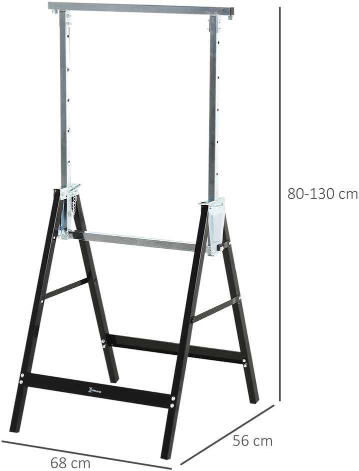 DURHAND pjūklo arklys reguliuojamo aukščio, sulankstomas, metalinis, juodas, 68x56x80-130 cm, iki 200 kg keliamoji galia