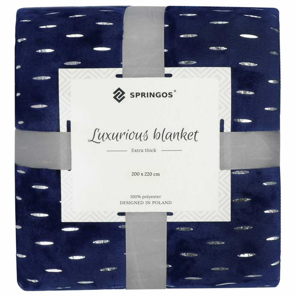 Pledas Springos HA7309 200x220 cm tamsiai mėlyna/sidabrinė