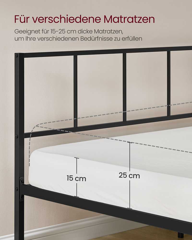 Songmics Vasagle Dvigulės lovos rėmas 160 x 200 cm su matiniu juodu galvūgaliu