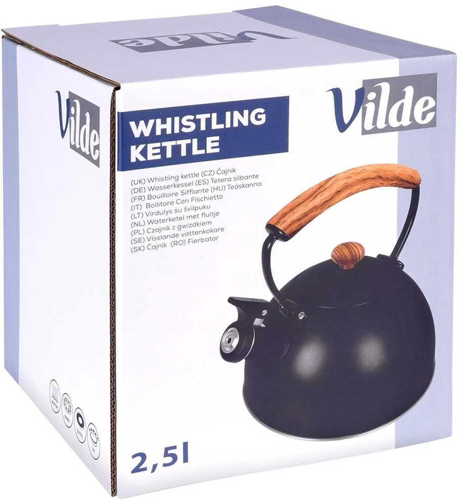 Ultra Clean Vilde Švilpiantis virdulys, plieno, juodas, 2,5 l