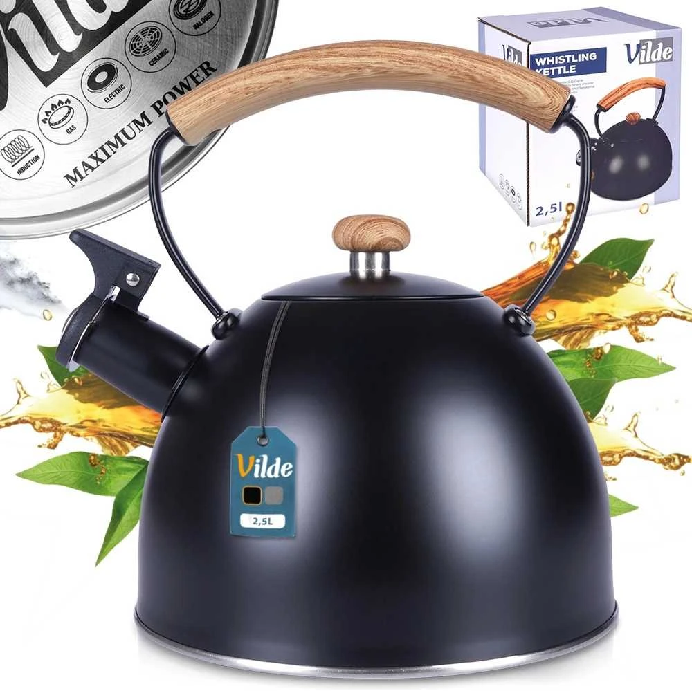 Ultra Clean Vilde Švilpiantis virdulys, plieno, juodas, 2,5 l