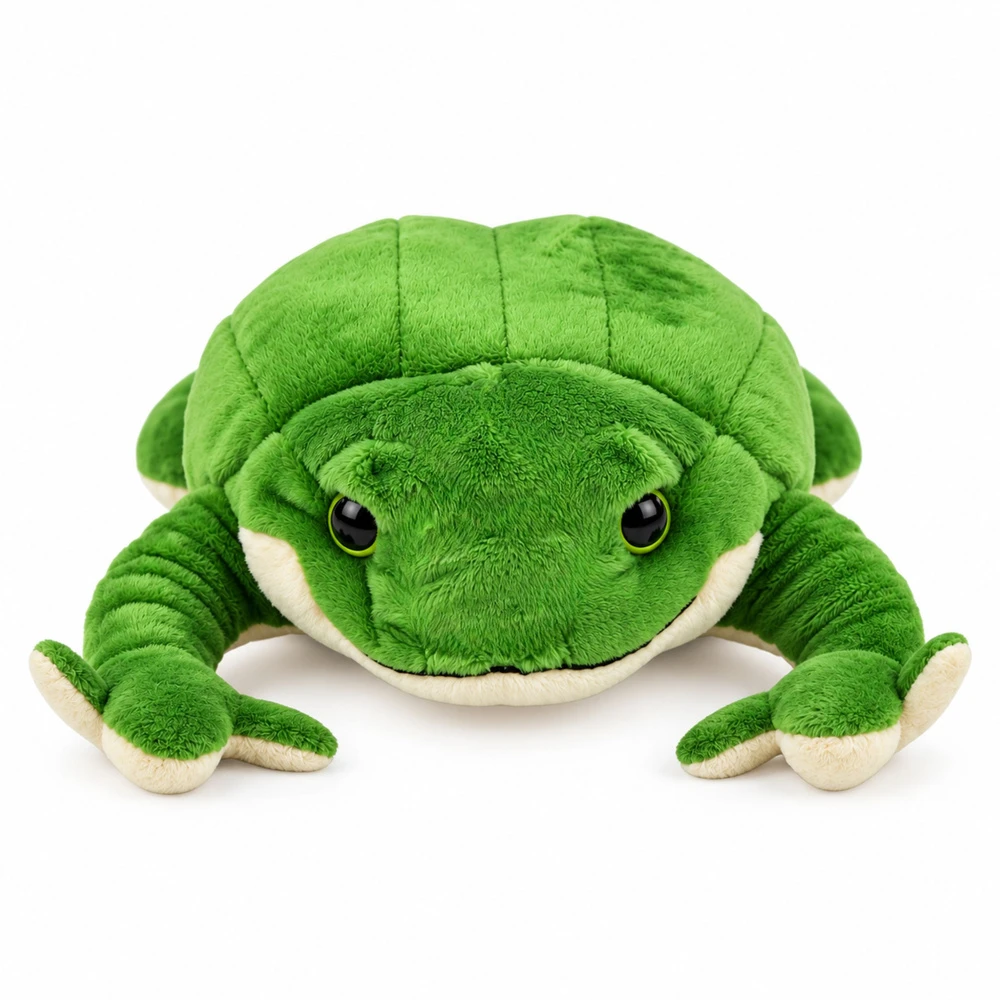 Lean Toys Pliušinė varlė su apsunkinimo granulėmis, žalia ir kreminė, 26 × 16 × 8 cm