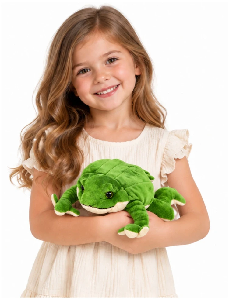 Lean Toys Pliušinė varlė su apsunkinimo granulėmis, žalia ir kreminė, 26 × 16 × 8 cm