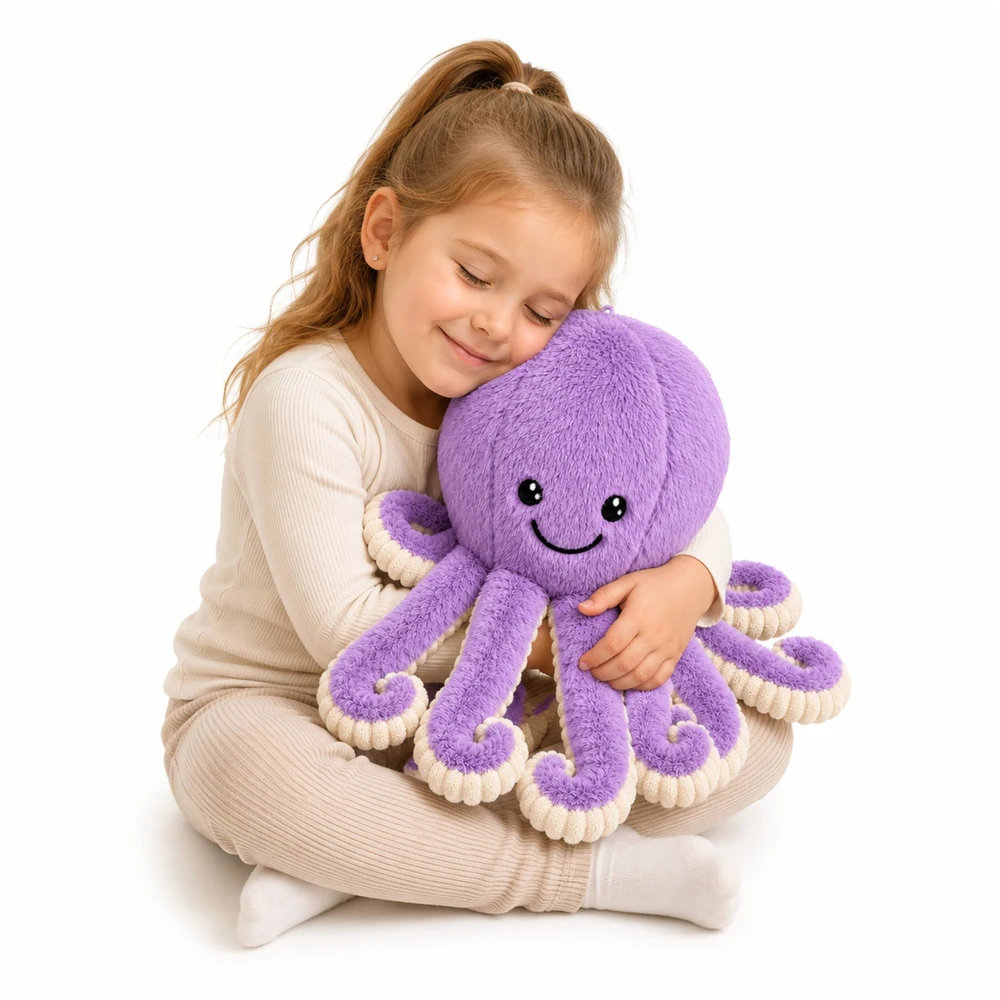 Lean Toys Pliušinis aštuonkojis su tampriais čiuptuvais, violetinis, 50 x 30 x 30 cm