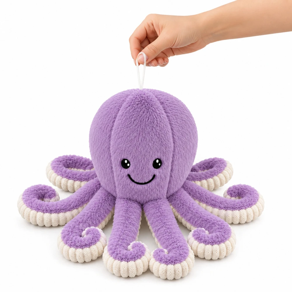 Lean Toys Pliušinis aštuonkojis su tampriais čiuptuvais, violetinis, 50 x 30 x 30 cm