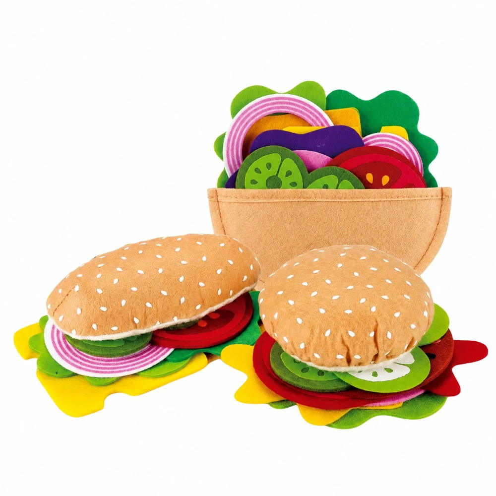 Lean Toys Pliušinis mėsainių ir sumuštinių gaminimo rinkinys, daugiaspalvis, 28 vnt.