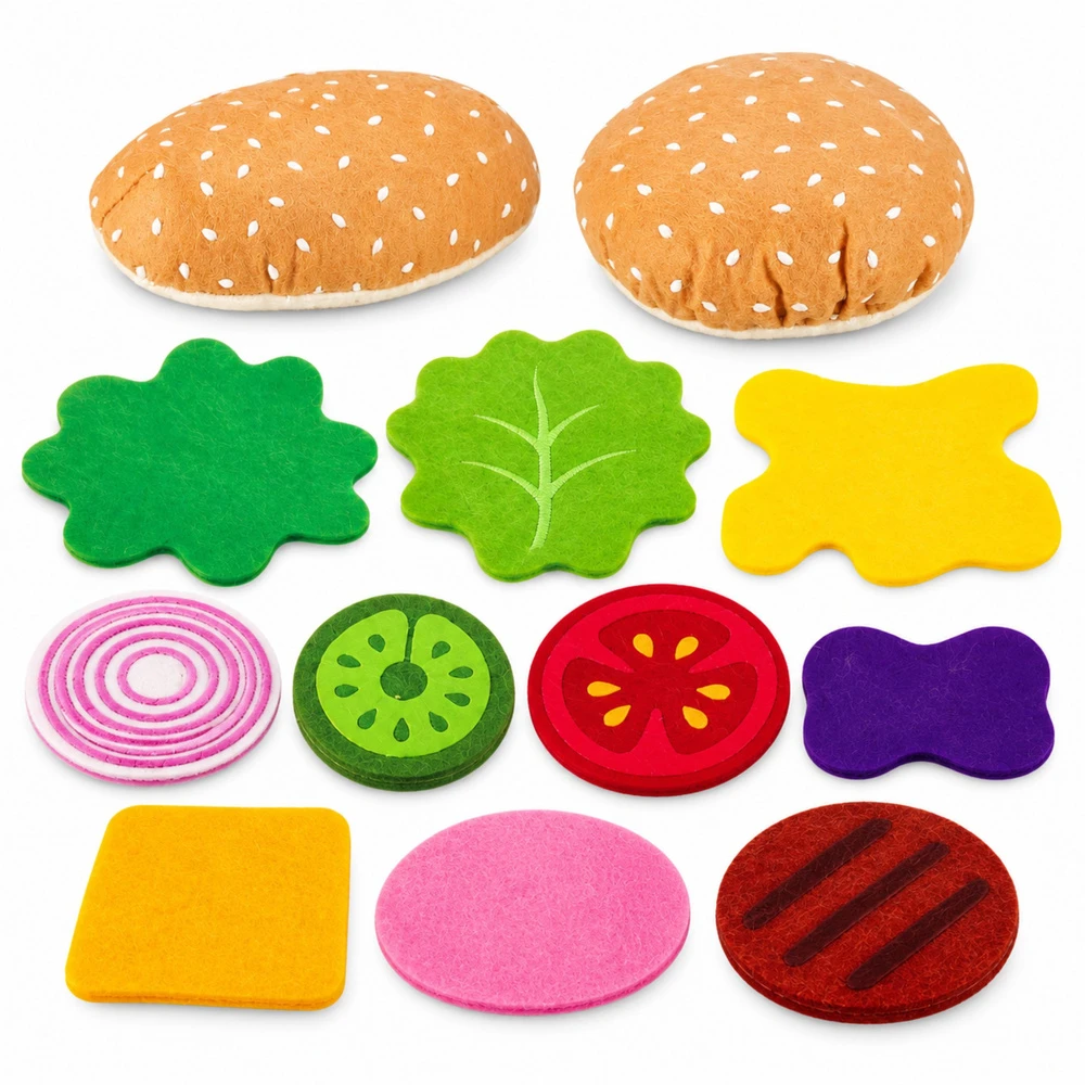 Lean Toys Pliušinis mėsainių ir sumuštinių gaminimo rinkinys, daugiaspalvis, 28 vnt.