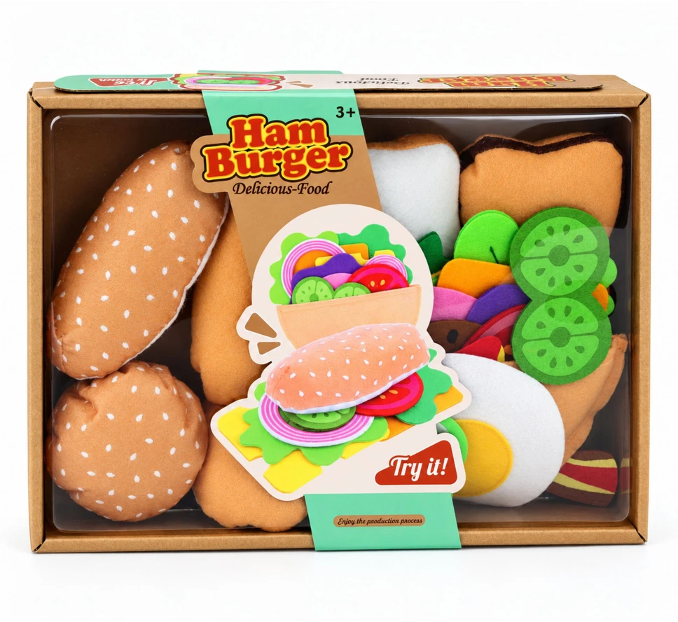 Lean Toys Pliušinis mėsainių ir sumuštinių gaminimo rinkinys, daugiaspalvis, 28 vnt.