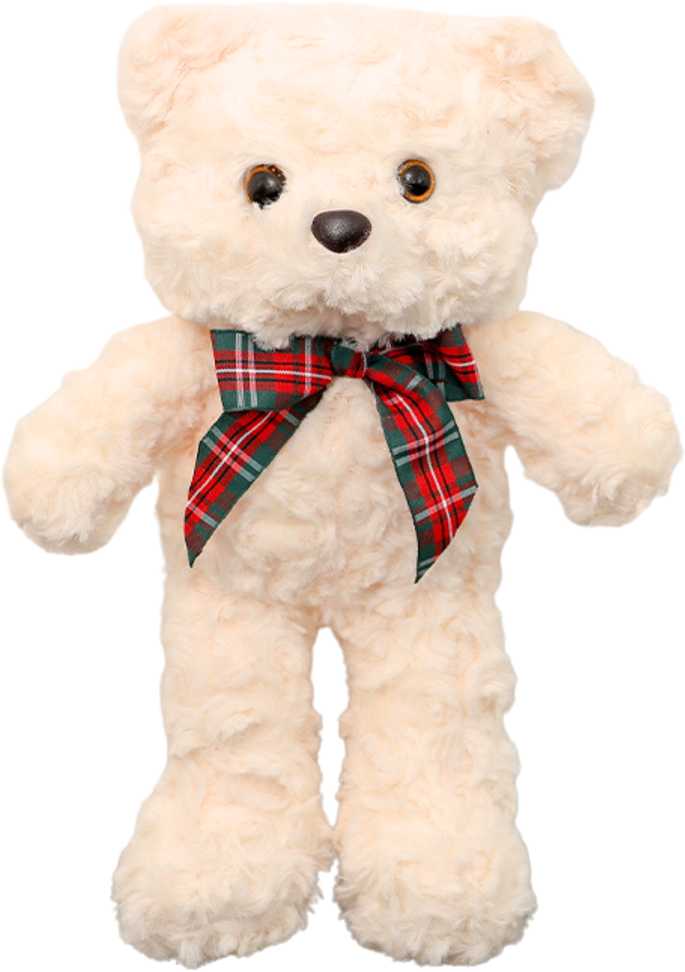 Lean Toys Pliušinis meškiukas su kaspinu, baltas, 30 cm