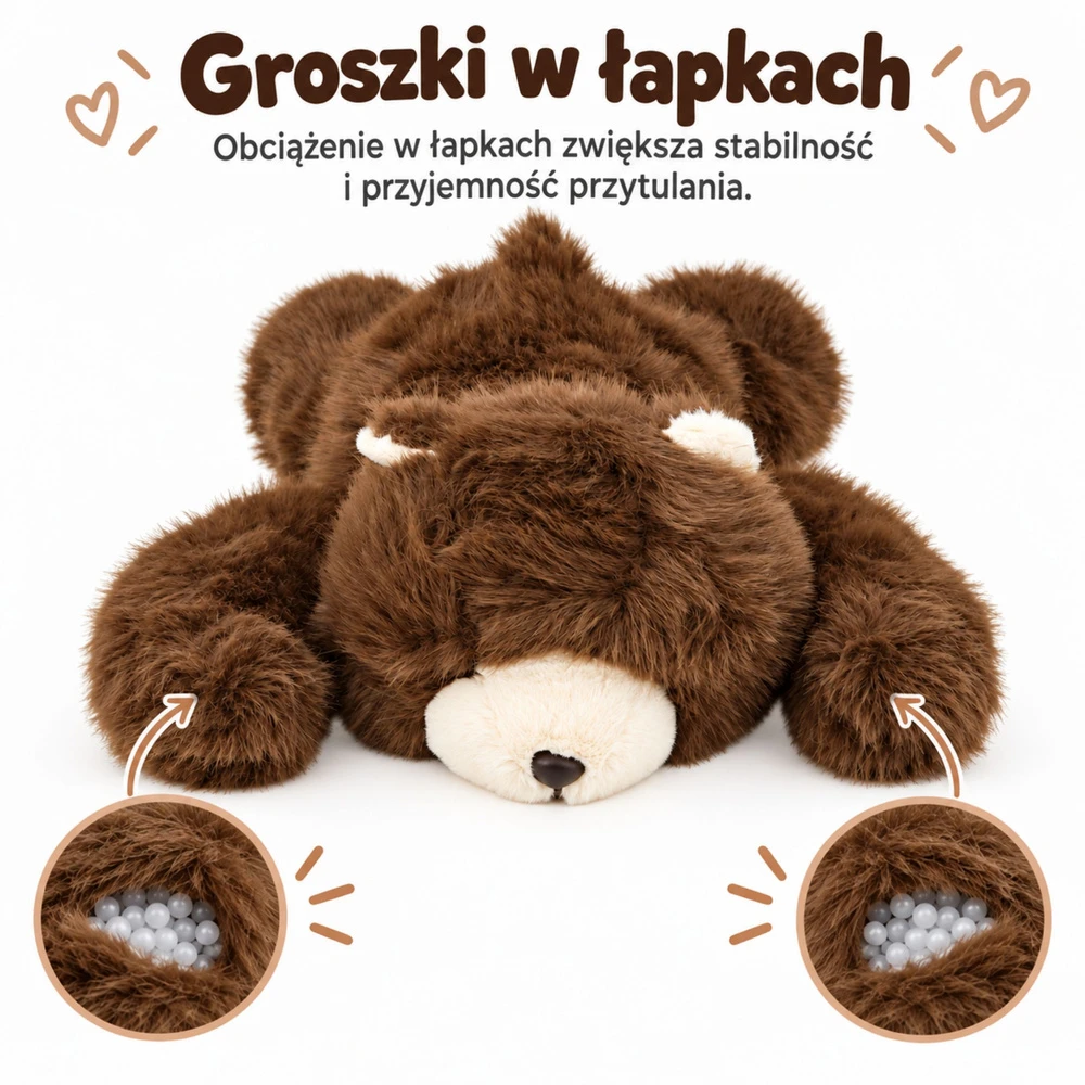 Lean Toys Pliušinis meškiukas su svoriu, rudas, 30 × 20 × 10 cm