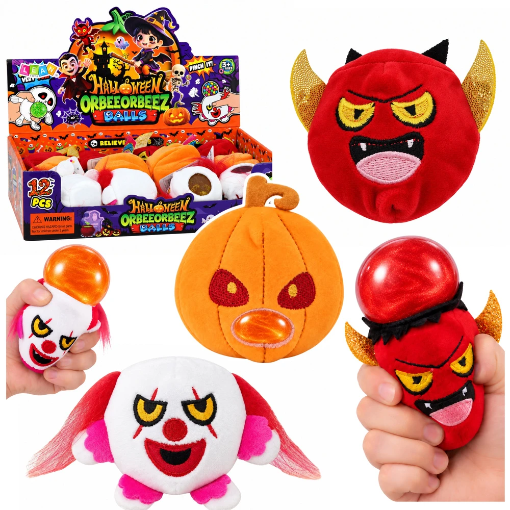 Lean Toys Pliušinis spaudomas Helovino žaislas su blizgučiais, 8 × 7 cm