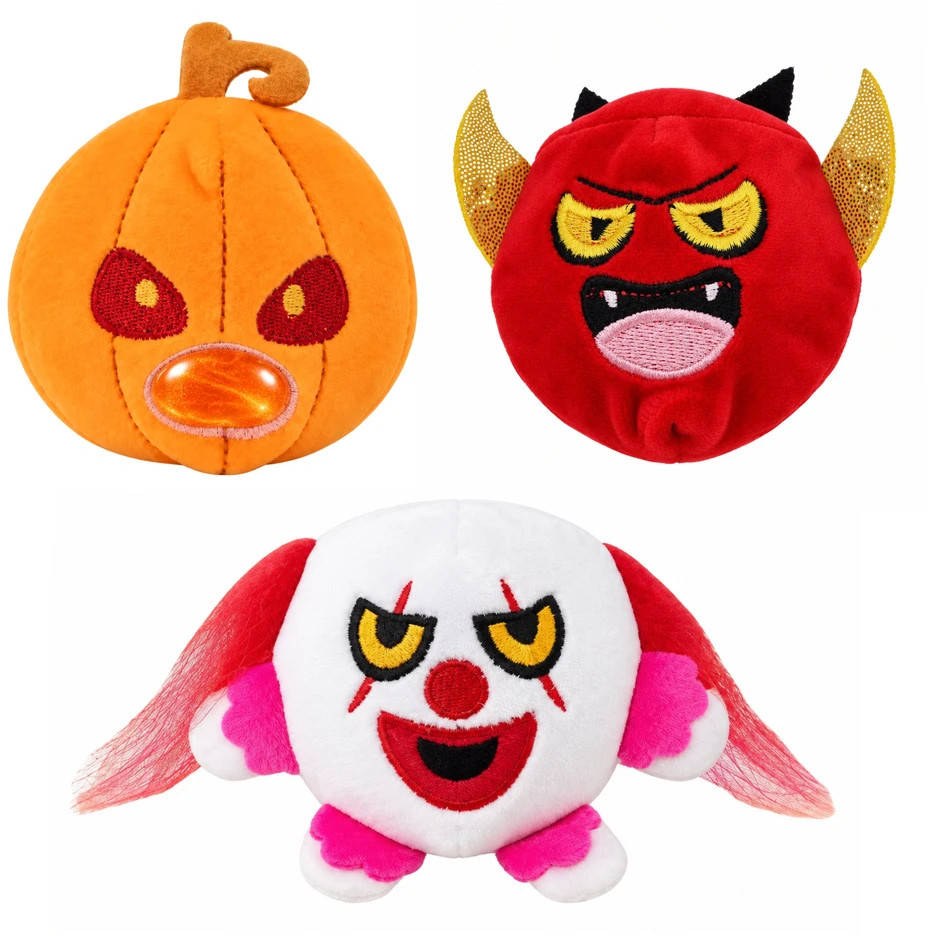 Lean Toys Pliušinis spaudomas Helovino žaislas su blizgučiais, 8 × 7 cm