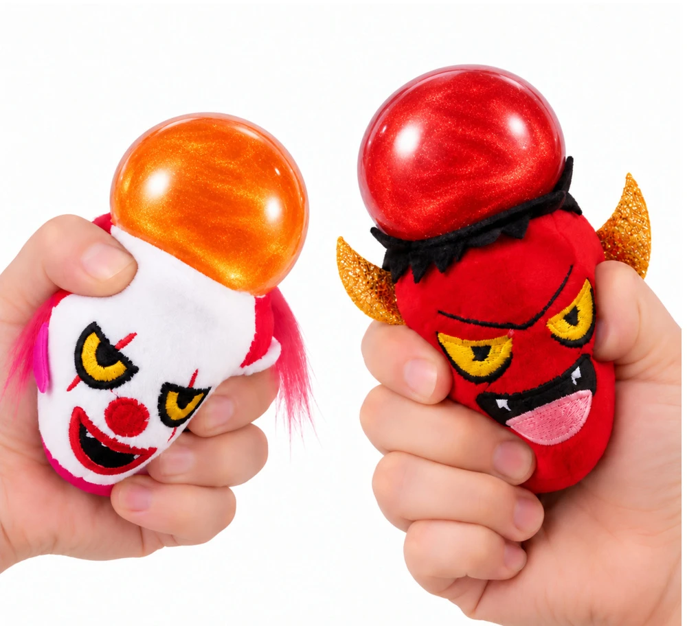 Lean Toys Pliušinis spaudomas Helovino žaislas su blizgučiais, 8 × 7 cm