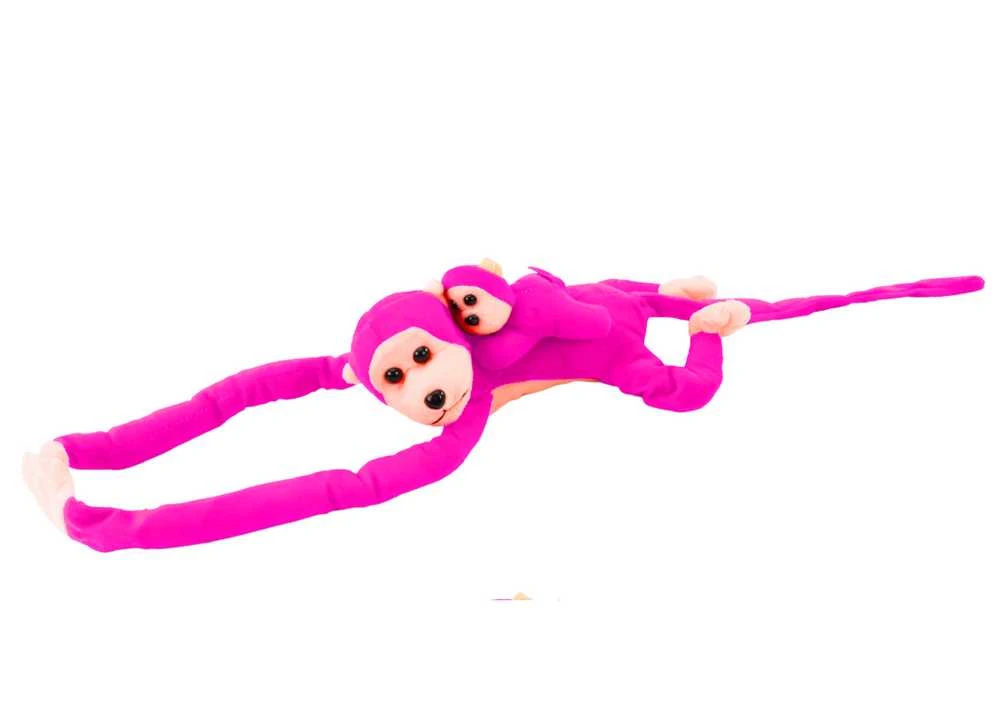 Lean Toys Pliušinis beždžioniukas su vaiku, 90 cm