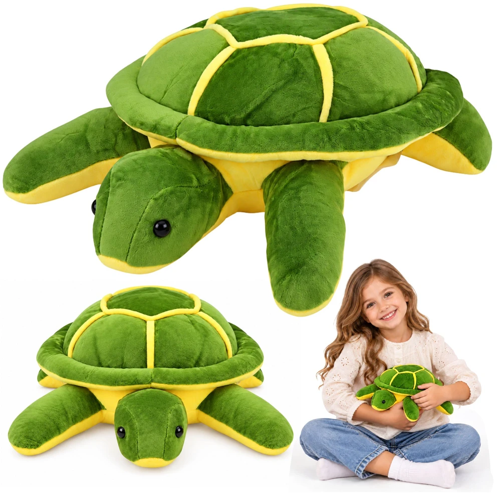 Lean Toys Pliušinis vėžlys, žalias ir geltonas, 23 × 19 × 10 cm