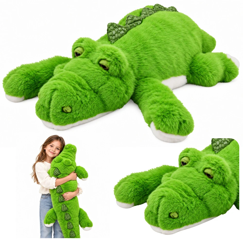 Lean Toys Pliušinis krokodilas maskotas apkabinimui su pasvertomis letenėlėmis žalias 120 cm