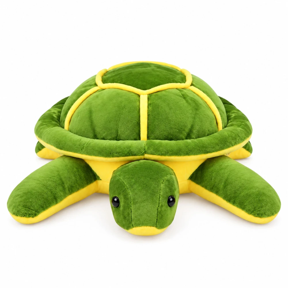 Lean Toys Pliušinis žaislas vėžlys, žalias su geltonomis detalėmis, 65 × 45 × 25 cm