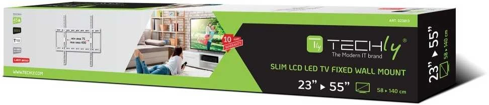 Techly Plonas baltas televizoriaus sieninis laikiklis 23-55 colių LED/LCD iki 45 kg