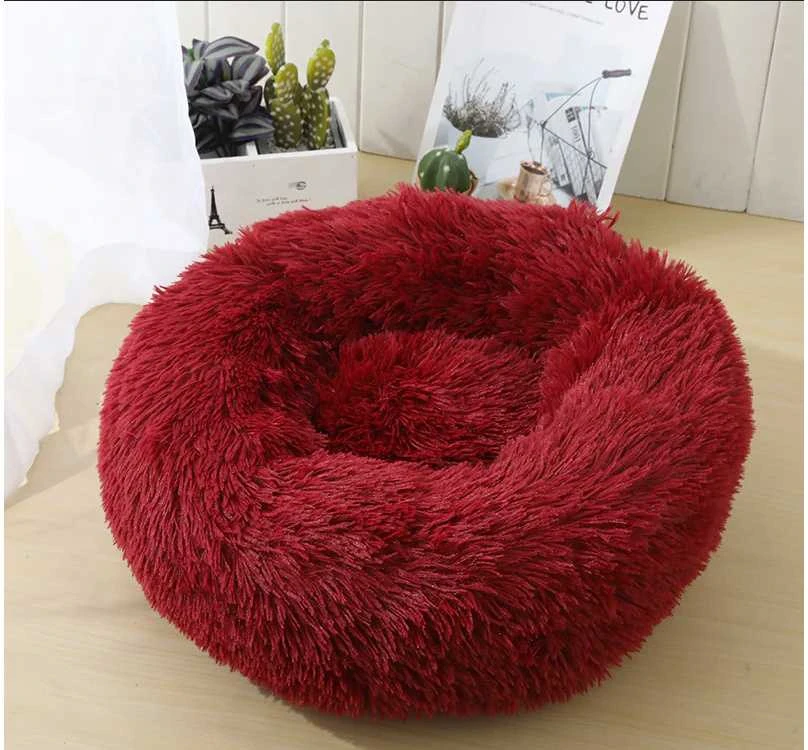Plušinis guolis šunims ir katėms, 100 cm, bordo