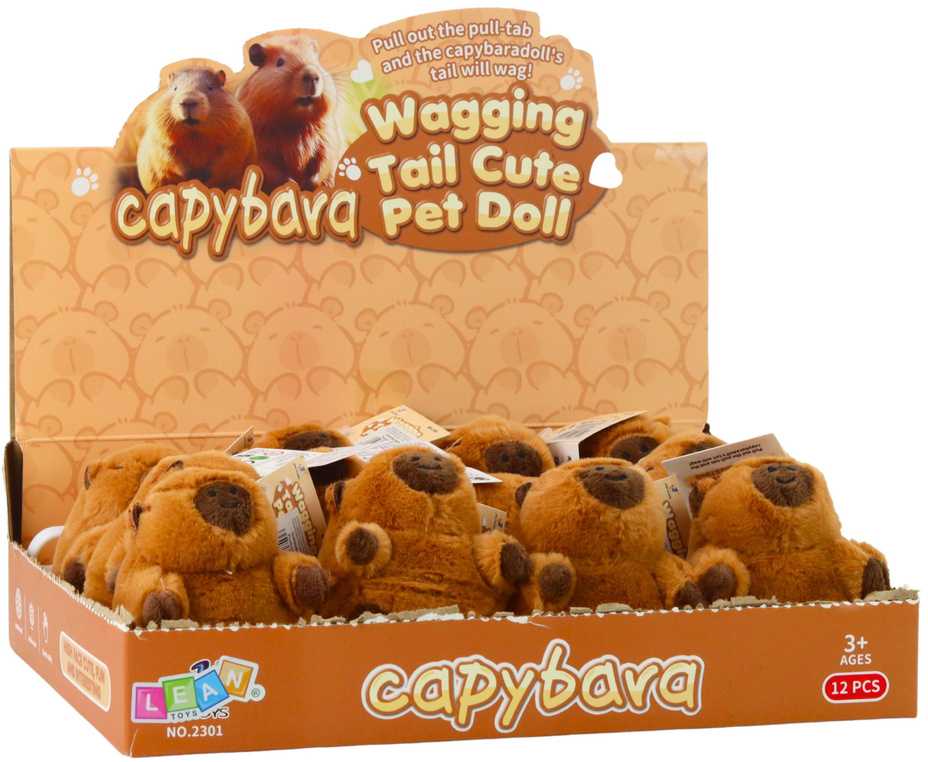 Lean Toys Plušinis kapibara raktų pakabukas su sukinejančia uodega 9 x 8 cm