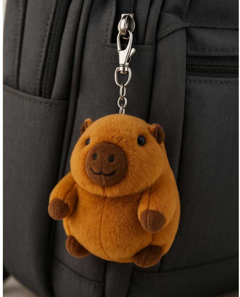 Lean Toys Plušinis kapibara raktų pakabukas su sukinejančia uodega 9 x 8 cm
