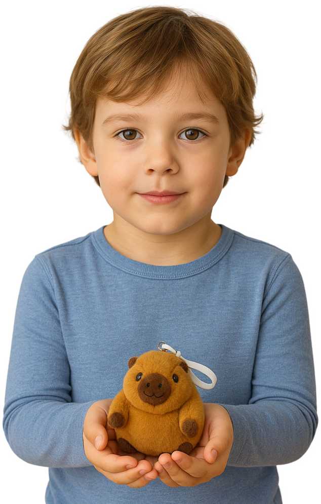 Lean Toys Plušinis kapibara raktų pakabukas su sukinejančia uodega 9 x 8 cm