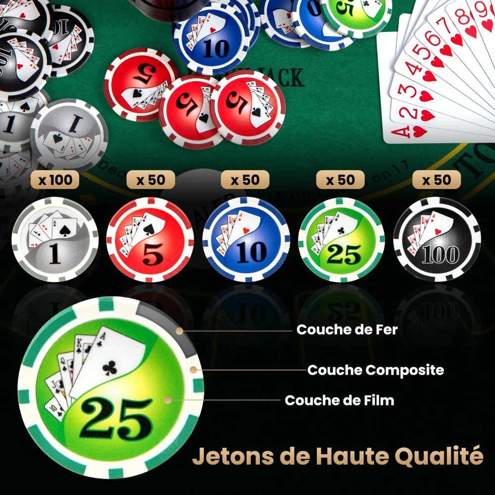 Poker žetonų rinkinys juodas 300 vnt.