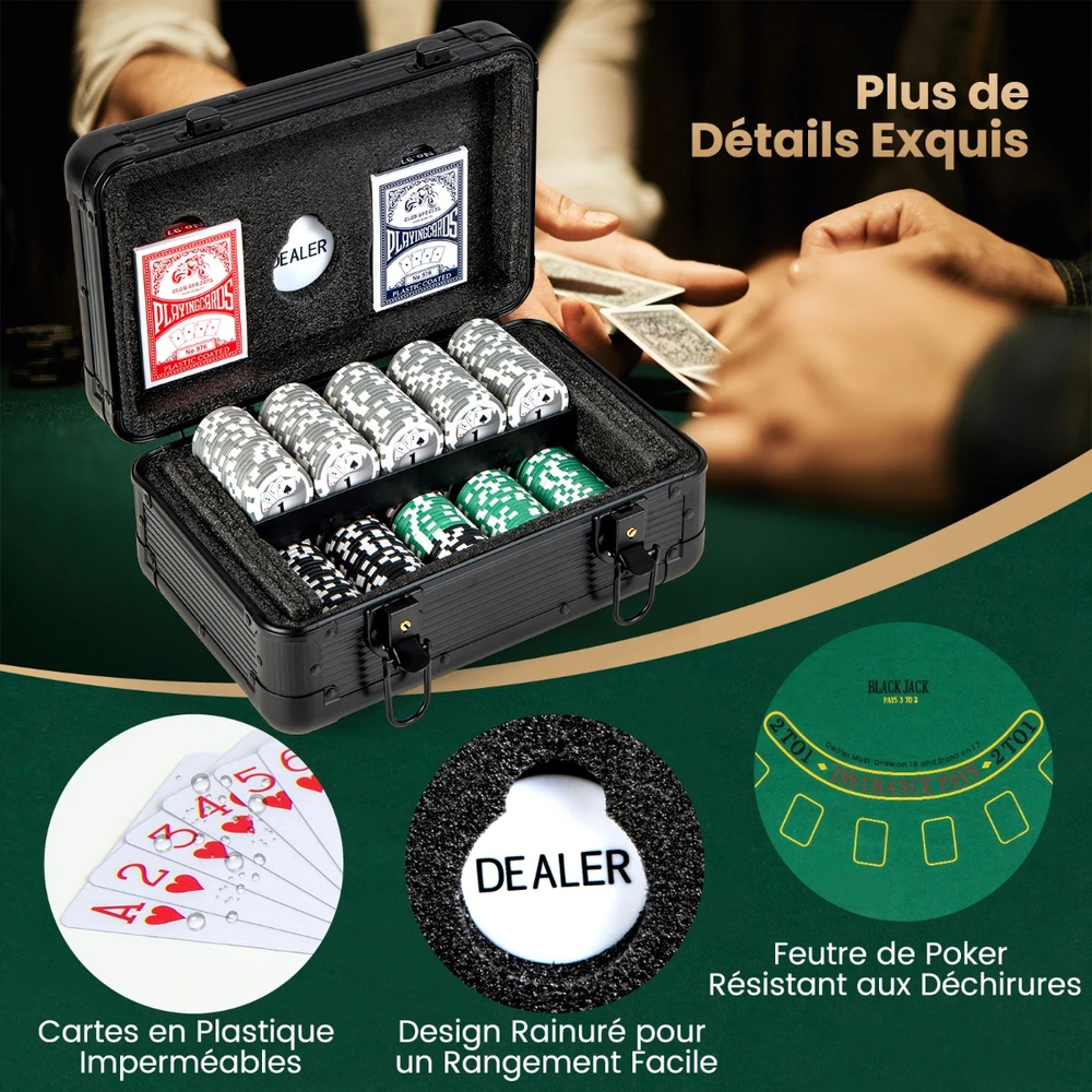 Poker žetonų rinkinys juodas 300 vnt.