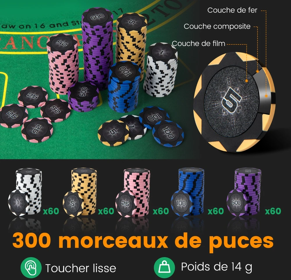 Pokerio rinkinys sidabrinis 300 vnt.