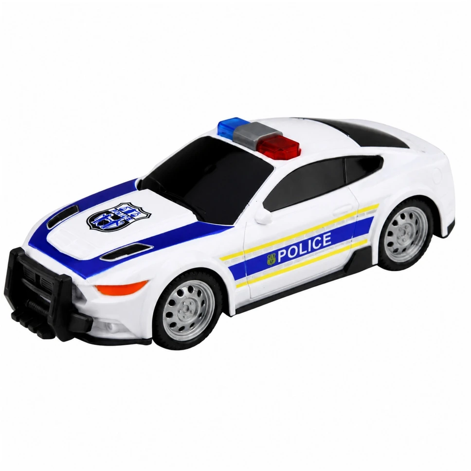 Lean Toys Policijos garažas su automobiliais ir sraigtasparniu, mėlynas ir baltas, 32 × 17 × 21 cm
