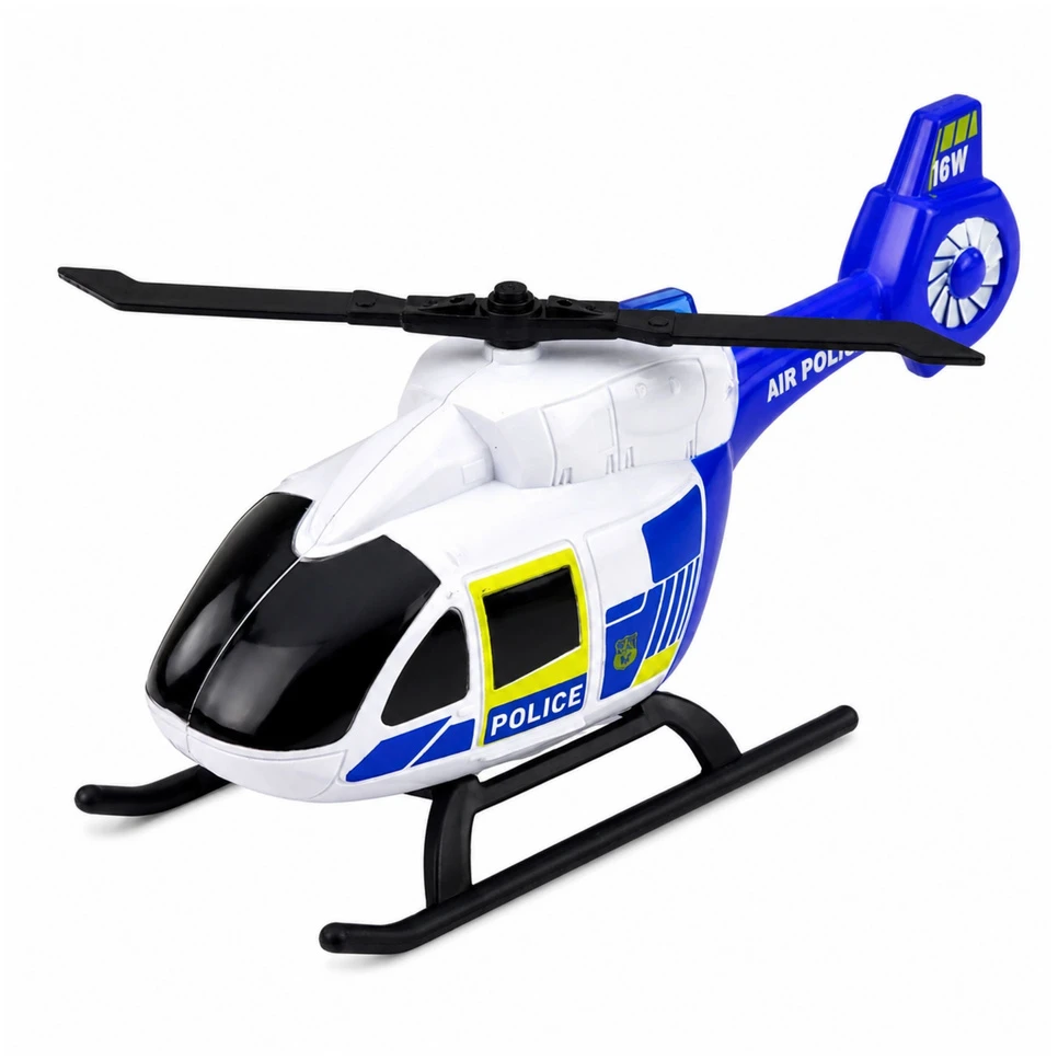 Lean Toys Policijos garažas su automobiliais ir sraigtasparniu, mėlynas ir baltas, 32 × 17 × 21 cm